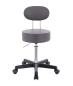 Preview: PROFI Rollhocker SQUASH 35 BACKLIKE - Drehhocker Praxishocker Arbeitshocker mit Rückenlehne (Lederimitat dunkelgrau)