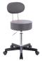 Preview: PROFI Rollhocker SQUASH 35 BACKLIKE - Drehhocker Praxishocker Arbeitshocker mit Rückenlehne (Lederimitat dunkelgrau)