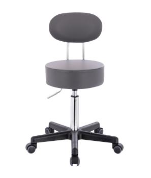 PROFI Rollhocker SQUASH 35 BACKLIKE - Drehhocker Praxishocker Arbeitshocker mit Rückenlehne (Lederimitat dunkelgrau)