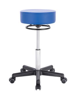 PROFI Rollhocker SQUASH 35 CIRCLE - Drehhocker Praxishocker Friseurhocker Arbeitshocker (Lederimitat blau)