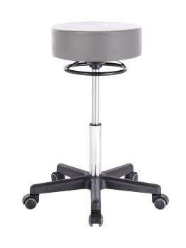 PROFI Rollhocker SQUASH 35 CIRCLE - Drehhocker Praxishocker Friseurhocker Arbeitshocker (Lederimitat hellgrau)