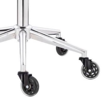 PROFI Rollhocker SQUASH 40 CIRCLE mit SKATER-ROLLEN - Drehhocker Praxishocker Friseurhocker Arbeitshocker (Lederimitat schwarz)