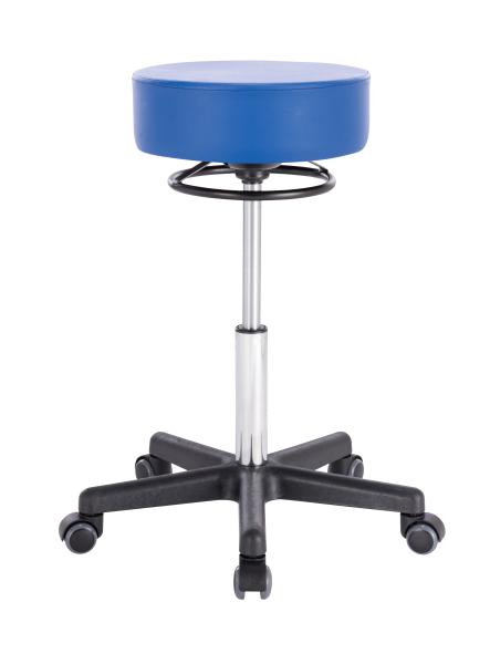 PROFI Rollhocker SQUASH 35 CIRCLE - Drehhocker Praxishocker Friseurhocker Arbeitshocker (Lederimitat blau)